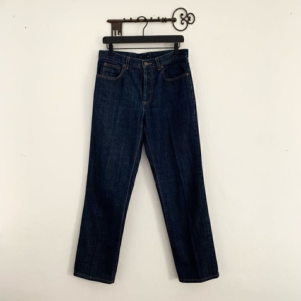 J Crew dark Wash wide leg denim jeans button fly 100% cotton women’s size 8